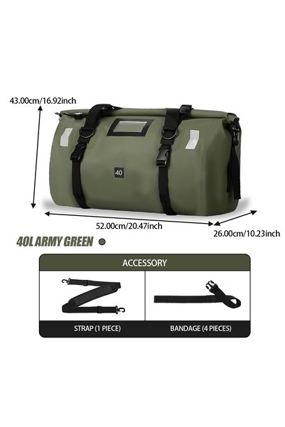 Choice1 Green 40L no logo Motorcycle Waterproof TailBag Travel Outdoor Dry Lu...