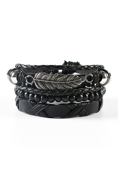 Choice 26 4Pcs/ Set Braided Wrap Leather Bracelets for Men Vintage Life Tree ...