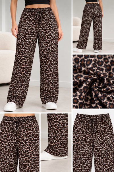 Çimen Spor Giyim Kadın Desenli Pijama Altı Rahat Kesim Lastikli Bel Büyük Bed...