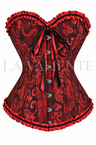 LA VALİENTE Aurelia - Kırmızı Kadın Çiçek Desenli Korse Büstiyer Floral Crop Top