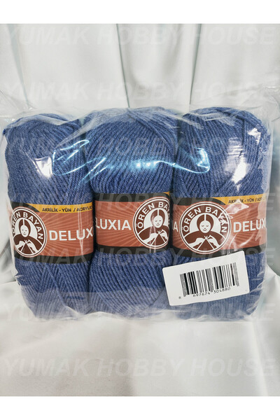 Ören Bayan Deluxia Blue Hand Knitting Yarn (3 Pieces) - Color: 138
