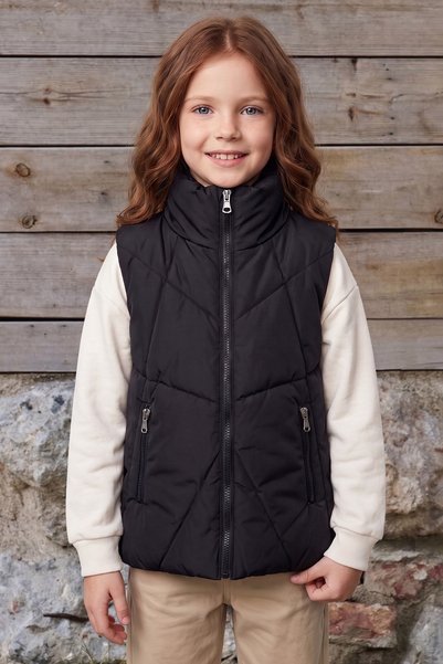 Fulla Moda Zippered Stand Collar Girl's Puffer Vest