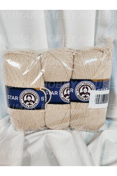 Ören Bayan Star Beige Hand Knitting Yarn (3 Pieces) - Color: 113