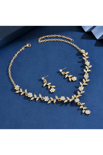Choice 80865402 3PC Women's Fashion Design Flower Necklace Earrings Jewelry S...