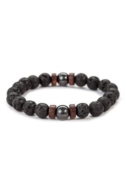 Choice 19cm style3 8mm Volcanic Stone Bracelet for Men Lava Wooden Beads Brac...