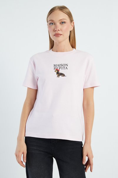 Fulla Moda Dog Printed Crew Neck Casual T-Shirt