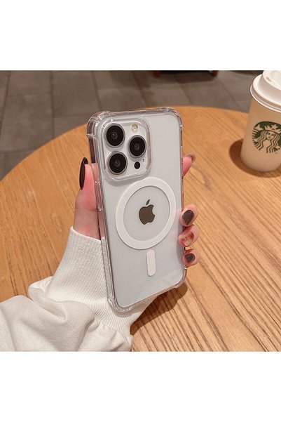 Choice جراب شحن لاسلكي مغناطيسي فاخر شفاف لهاتف iPhone 16Pro Max من Magsafe ل...