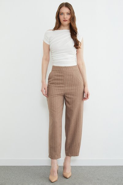 Fulla Moda Striped Zippered Pants with Pliers Pocketed