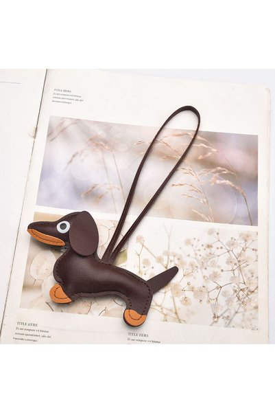 Choice1 Coffee Classic Cute Puppy Dog Bag Pendant Key Chain Fashion PU Leathe...