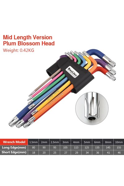 Choice3 Mid Length Plum Head Allen Key Sets 9 PCS Hexagon Spanner Colorful Un...