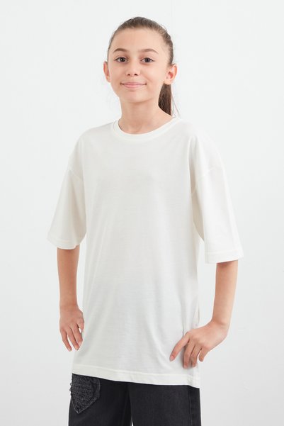 Fulla Moda Girl's T-Shirt with Rose Print on the Back