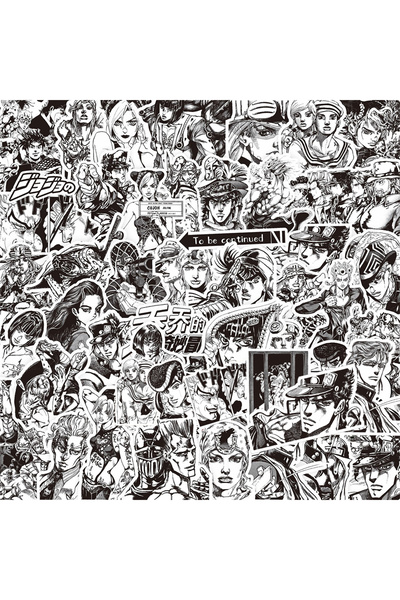 BANDAI 30PCS 10/30/77pcs Black White Kujo Jotaro Stickers JoJo Bizarre Advent...