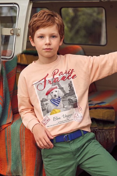 Fulla Moda Dog Printed Oversize Boys' Sweatshirt