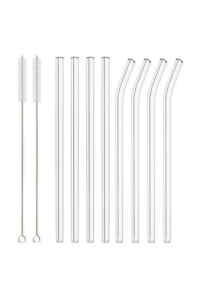 Choice Transparent 8Pcs 8Pcs Reusable Drinking Straw Colorful Glass Straws Ec...