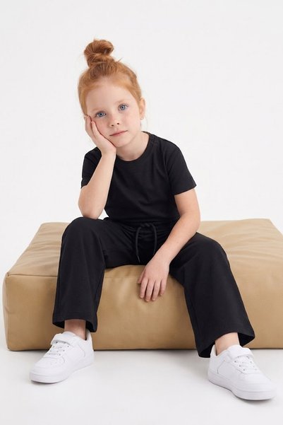 Fulla Moda Basic Kısa Kollu Modal Kız Çocuk 2 Li Takım