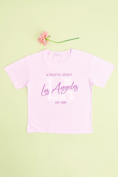 Fulla Moda Los Angeles Printed Girls Cropped T-Shirt