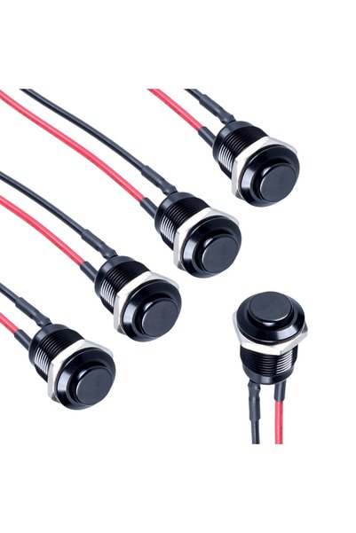 Choice 5pcs black 5pcs 12mm Momentary Push Button Switch High Round Head (ON)...