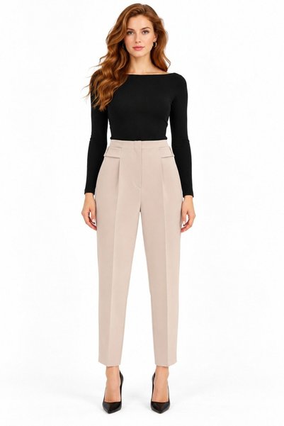 Saade Stone Pleated Carrot Cut Belt Detailed Trousers