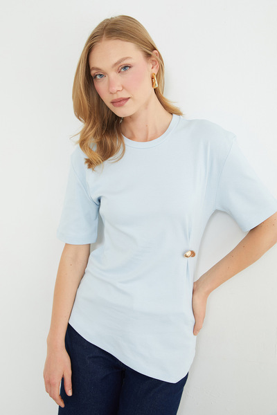 Fulla Moda Accessory Detailed Draped T-Shirt