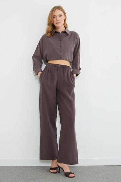 Fulla Moda Elastic Waist Pocket Palazzo Trousers