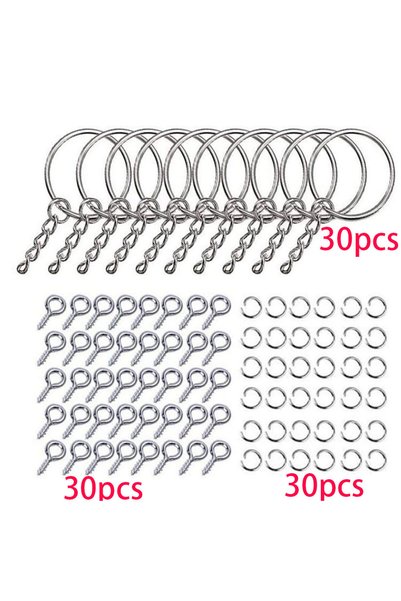 Choice silver color 90pcs Metal Keychains with Split Rings Link Chain Key Rin...