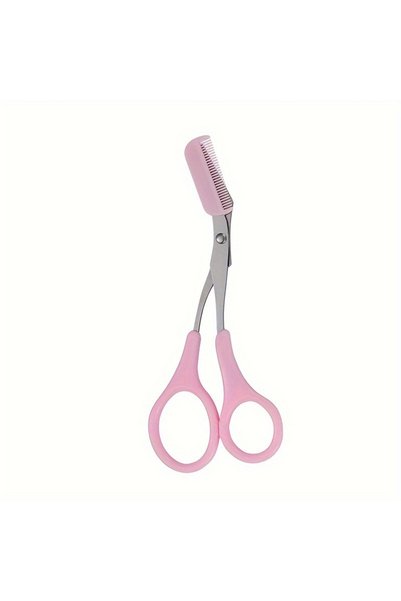 Choice1 1PC-Pink Stainless Steel Eyebrow Trimming Scissors With Comb, Safe Ey...