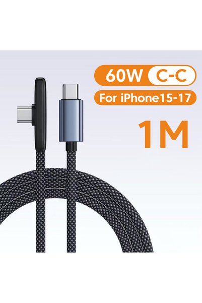Choice3 كابل شحن سريع جداً من نوع USB-C بطول 1 متر، 100 واط، 6 أمبير، بزاوية ...