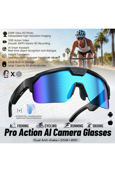 choice2 Ice blue 2026 New AI Smart Sports shooting&recording Glasses 800W Cam...
