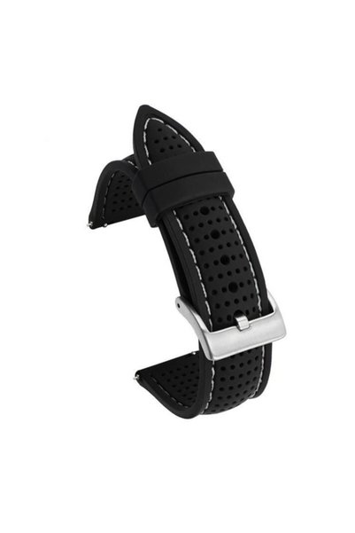 Choice18 24mm Black White Breathable Silicone Watch Band 18/20/22/24mm, Quick...