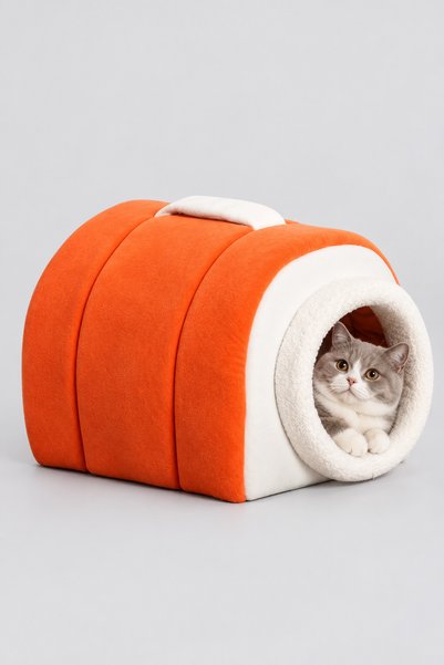 Nerotex Taşınabilir Kedi Yatağı Yuvası Kahverengi Yıkanabilir Taşınabilir