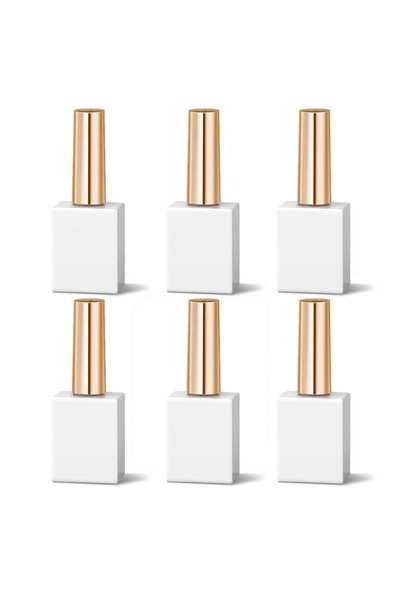 Choice1 Glass 15ml white Gold 6Pcs 15ml Empty Glass Nail Polish Bottle With L...