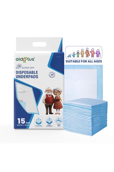 Aidplus Disposable Underpads – (Pack Of 15) Soft, Ultra Absorbent, Antibacter...