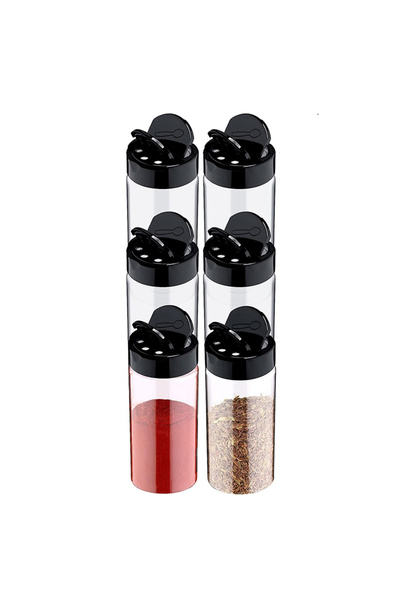 Choice 6 Pcs LMETJMA Clear Plastic Spice Jar with Shaker Lids Kitchen Seasoni...