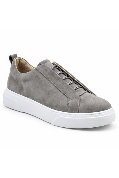 BESKAR Men's Gray Suede White Sole Sneaker Comfortable Daily Casual Sports Sh...