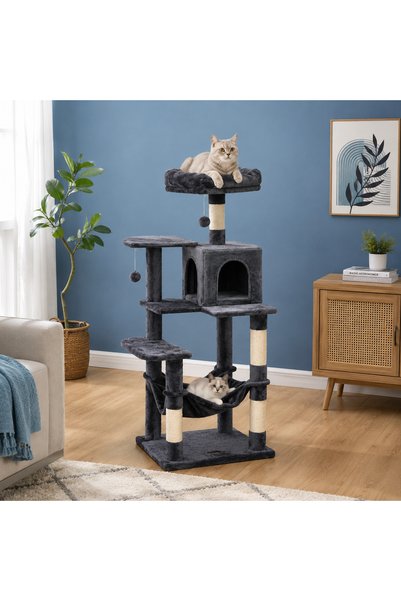 Talis Set pentru pisici Felinax, Sisal cu 2 căsuțe, hamac, platforme și stâlp...
