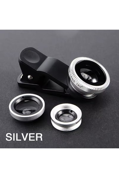 Choice4 Silver 3 in 1 Fisheye Phone Lens Wide Angle Zoom Lens Fish Eye Macro ...