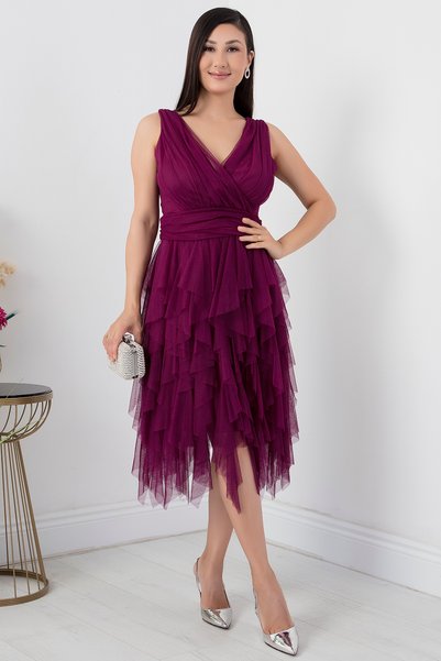 PULLIMM Rochie scurtă cu volane cu guler dublu 13399