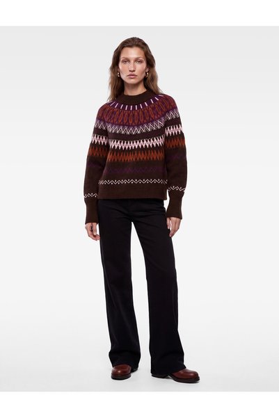 Koton Long Sleeve Wool Blend Lightweight Round Neck Patterned Knitwear Sweater