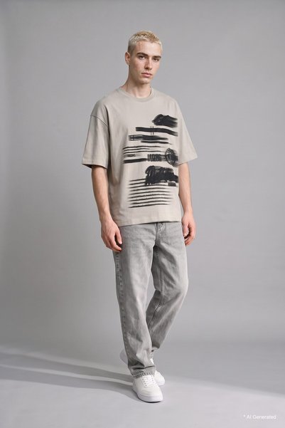 DeFacto 100% Cotton Boxy Fit Crew Neck Printed Short Sleeve T-Shirt J0792Ax26Au