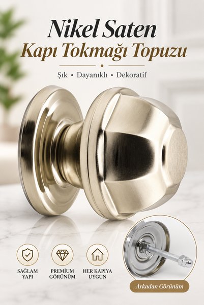 NZB Niken Saten Kapı Tokmağı Topuzu Kolu Metal Tokmak
