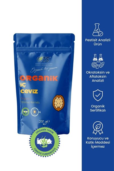 OTS Organik İç Ceviz 200 gr (Organik Sertifikalı, Pestisit Analizli)