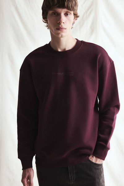 DeFacto Boxy Fit Long Sleeve Cotton Crew Neck Soft Fuzzy Printed Sweatshirt X...