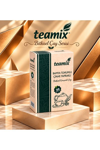 teamix bamya tohumlu çınar yapraklı bitkisel karışımlı çay 60 gr 30 süzen poset