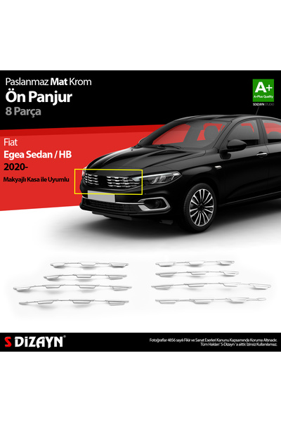 S Dizayn S-Dizayn Fiat Egea ile Uyumlu SD / HB Krom Ön Panjur Diamond Model 8...