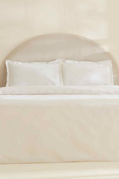 Karaca Home White Coll Rayas Nakışlı %100 Pamuk Çift Kişilik Nevresim Takımı ...
