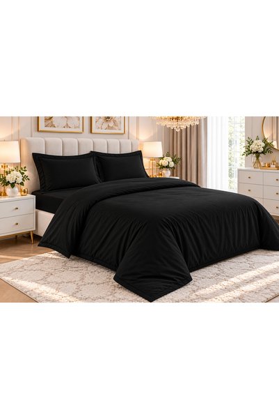 Liz Line Lenjerie pat dublu negru, cearceaf 240x240cm, colectia "Monocrom" di...