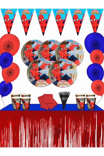 SPIDERMAN Spiderman Metalized Table Skirted Set of 24 Birthday Party Supplies...