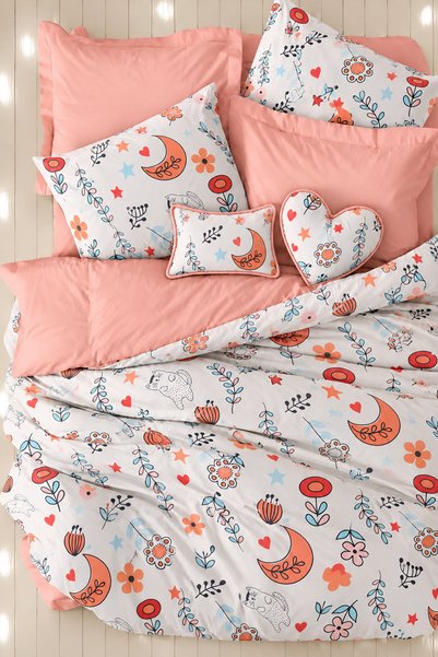 İQON Fitted Sheet and Duvet Cover Set Double Size Hapyy