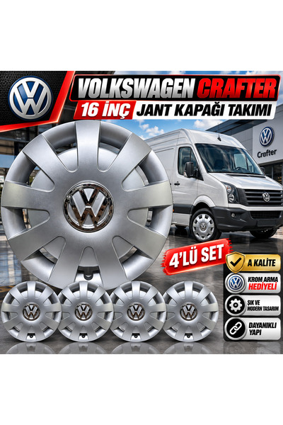 Universal 16 VOLSVOGEN CRAFTER JANT KAPAĞI TAKIMI (KROM ARMA HEDİYELİ) (A KAL...