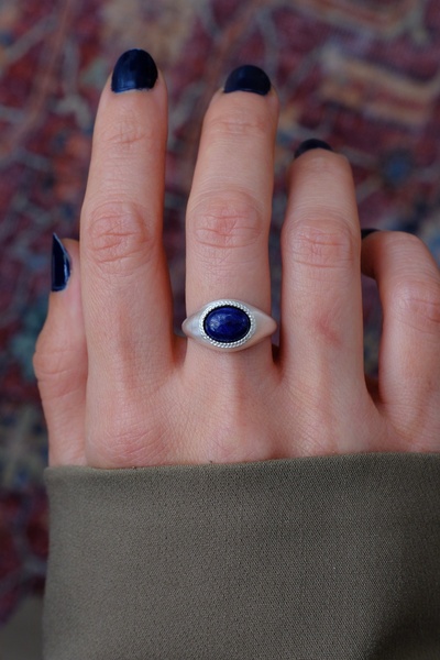 Jouve Atelier Muse Lapis Lazuli Doğal Taş 925 Ayar Gümüş Yüzük